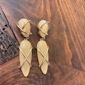 Elegant Gold and Yellow Stone Drop Earrings